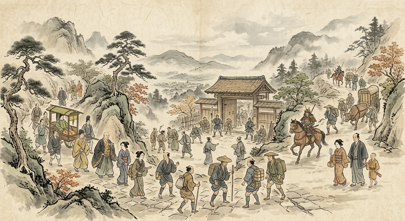 これやこの 行くも帰るも 別れては（蝉丸）の情景