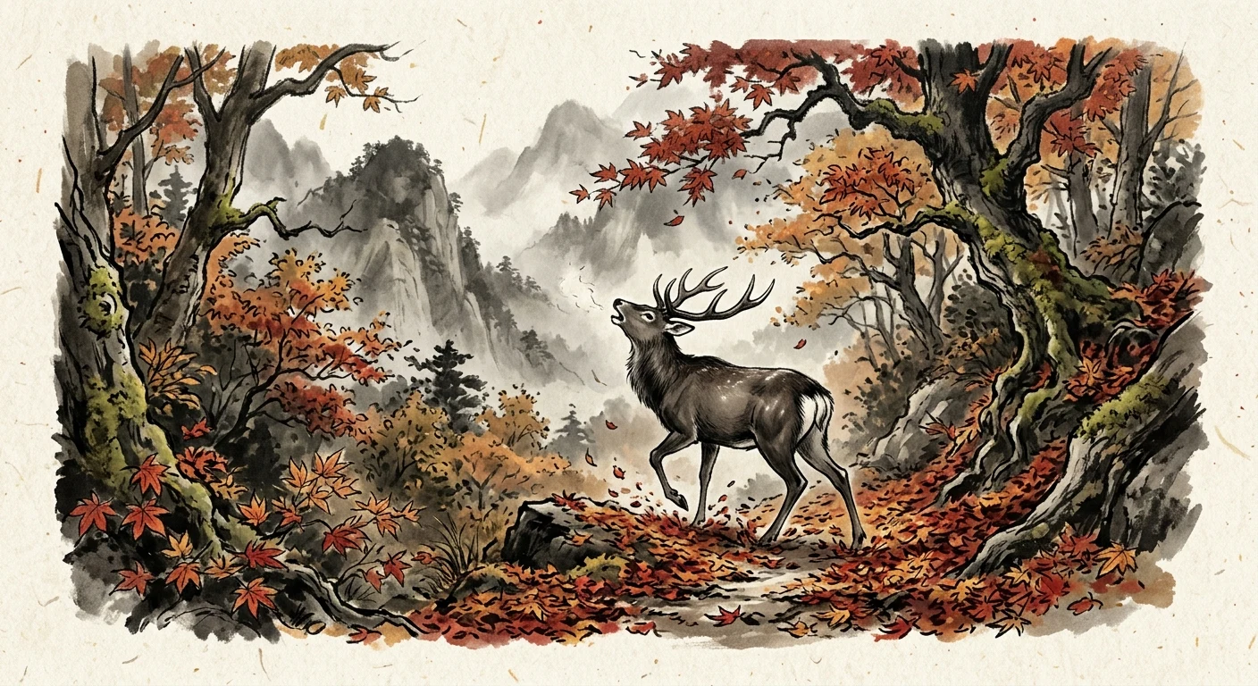 奥山に 紅葉踏み分け 鳴く鹿の（猿丸大夫）の情景