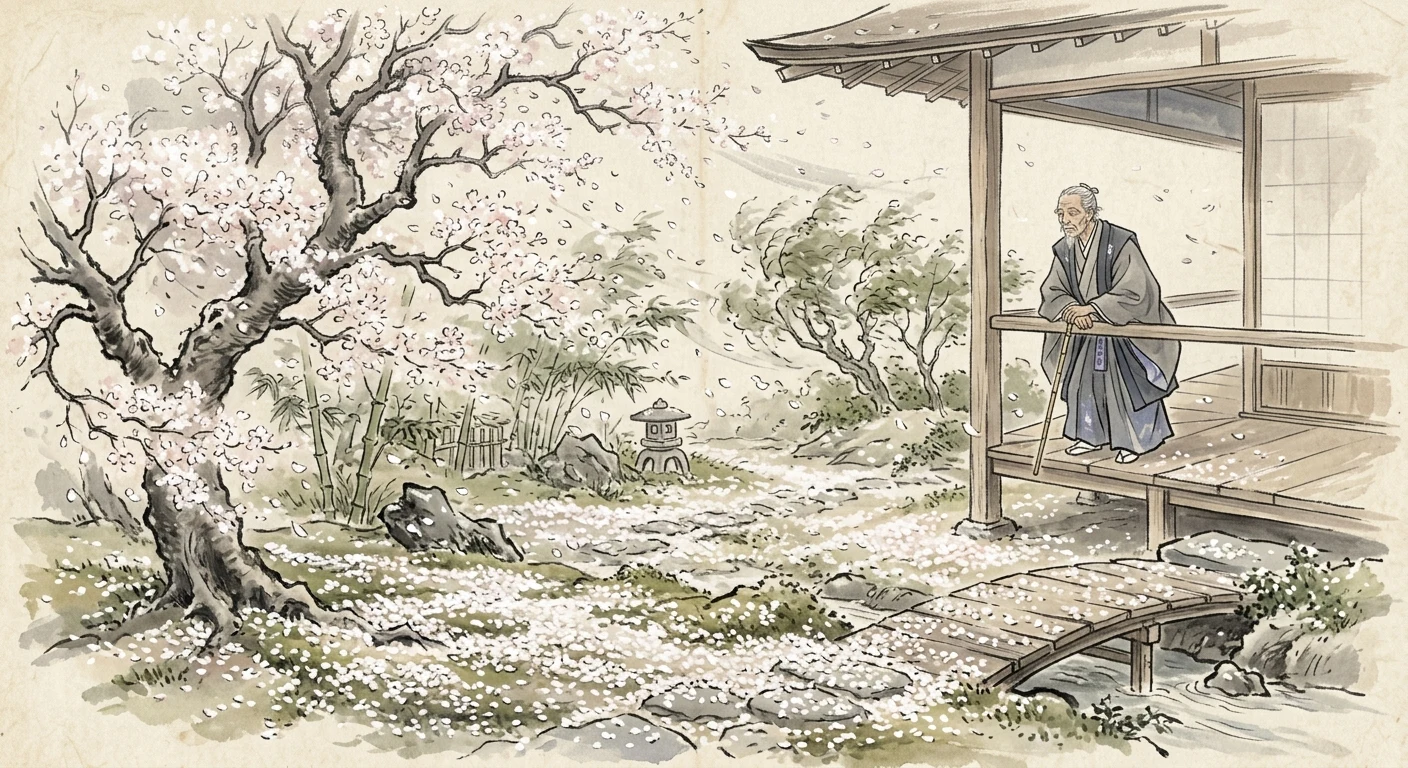 花さそふ あらしの庭の 雪ならで（入道前太政大臣）の情景